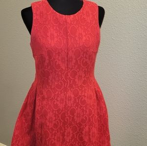 Calvin Klein Womens Hot Pink Floral Lace A Line Fit Flare Dress